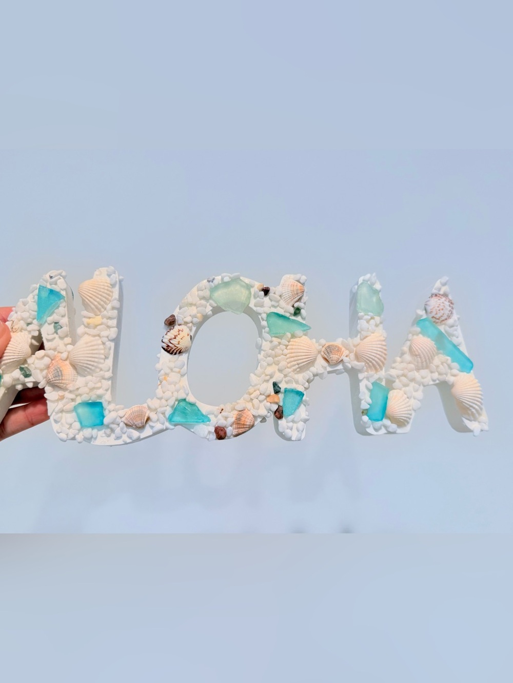 Beachy 'Aloha' Shell Wall Hanging Accent with Sea Glass Decoration